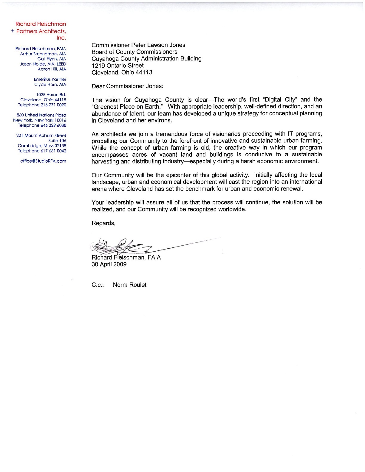 - 05 01 09 Letter to Commissioner Peter Lawson Jones_0